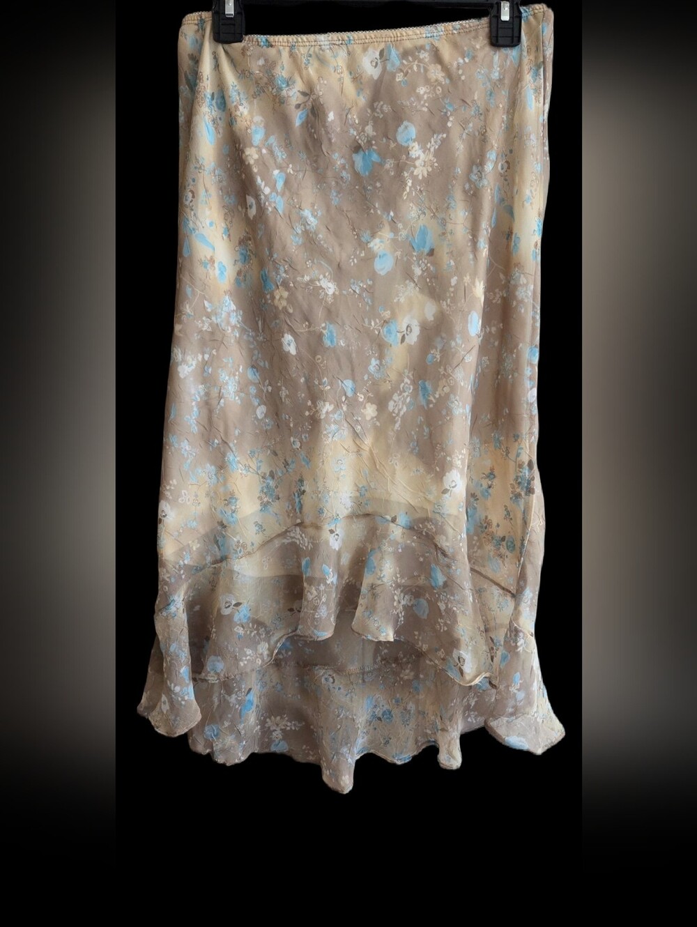 Y2K Beige And Blue Floral Skirt Junior's Large